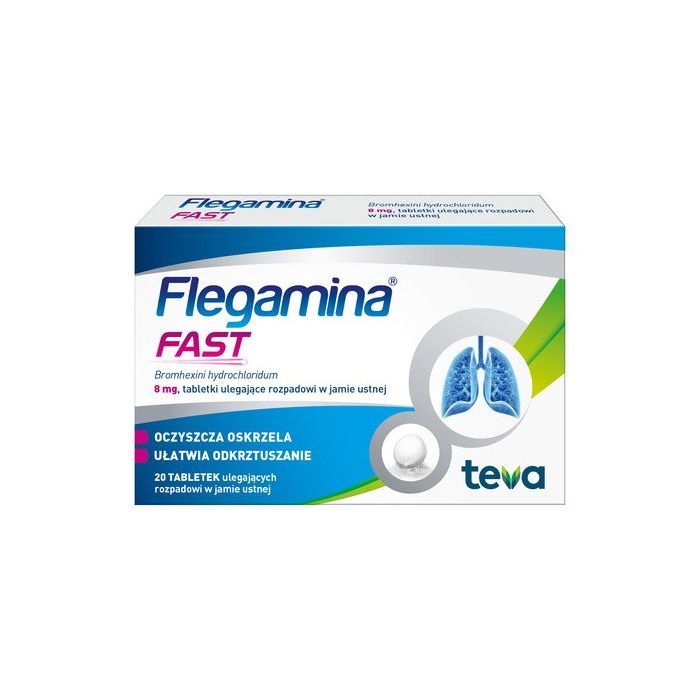 Flegamina Fast, 8 mg, tabletki ulegające rozpadowi w jamie ustnej, 20 szt