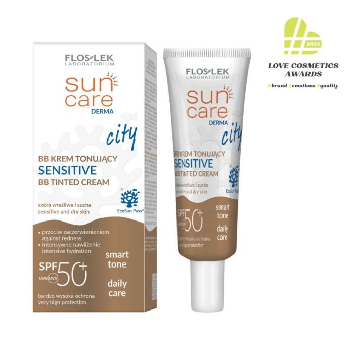 Flos-Lek Sun Care Derma City, krem,tonuj,BB,Sens,F50+,30ml