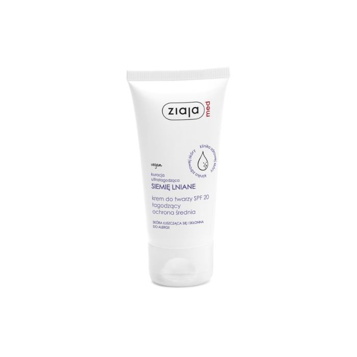 Ziaja Med Siemię Lniane, łagodzący krem do twarzy, ochrona średnia SPF 20, 50 ml