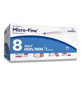 Micro-Fine,strz.ins,jed,1ml,30Gx8mm,x100(ref.320911)