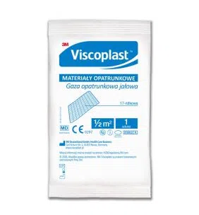 Viscoplast Jałowa gaza opatrunkowa bawełniana, 17 nitkowa, 1/2 m2, 1 szt.