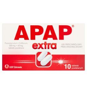 Apap Extra, 500 mg + 65 mg, tabletki powlekane