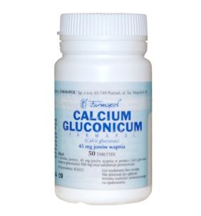 CALCIUM GLUCONICUM FARMAPOL, 45 mg jonów wapnia, tabletki, 50 sztuk