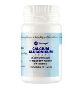 Calcium gluconicum Farmapol, 45 mg Ca 2+, tabletki, 50 szt.
