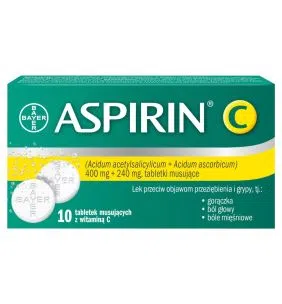 Aspirin C, 400 mg + 240 mg, tabletki musujące, 10 szt.