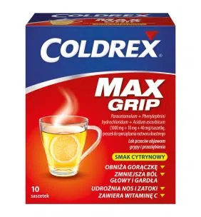 Coldrex MaxGrip, proszek do sporządzania roztworu doustnego w saszetkach, smak cytrynowy, 10 szt.