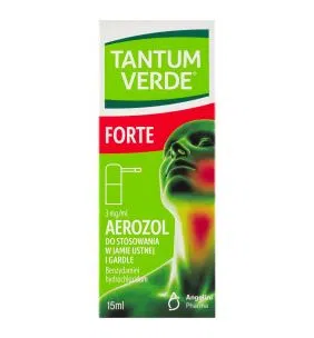 Tantum Verde Forte, 3 mg/ml, aerozol do stosowania w jamie ustnej i gardle, 15 ml