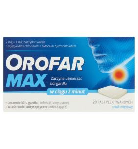 Orofar MAX, 2 mg + 1 mg, pastylki twarde, 20 szt.