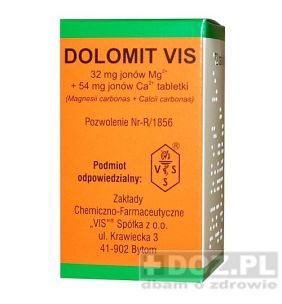 Dolomit VIS, 32 mg jonow Mg+54mg jonow Ca, tabl., 72 szt