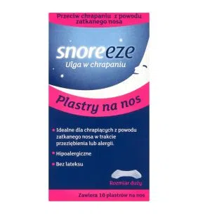 Snoreeze, Plastry na nos, ulga w chrapaniu, rozmiar duży, 10 szt.