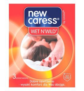 New Caress, Wet N'Wild, prezerwatywy dodatkowo nawilżane, 3 sztuki