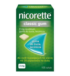 Nicorette Classic Gum, 2 mg, guma do żucia, 105 szt.