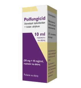 Polfungicid, 50 mg + 10 mg/ml, roztwór na skórę, 10 ml