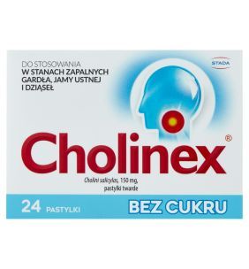 Cholinex, 150 mg, pastylki do ssania (bez cukru), 24 szt.