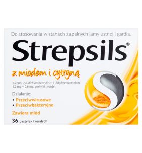 Strepsils z miodem i cytryną, pastylki twarde, 36 szt.