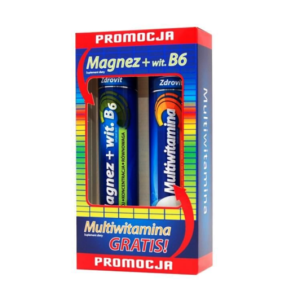 Zestaw Promocyjny Zdrovit Magnez + Witamina B6, tabletki musujące, 24 szt.+ Zdrovit Multiwitamina, 20 szt. GRATIS
