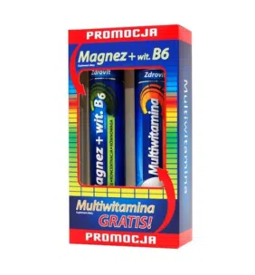 Zestaw Promocyjny Zdrovit Magnez + Witamina B6, tabletki musujące, 24 szt.+ Zdrovit Multiwitamina, 20 szt. GRATIS