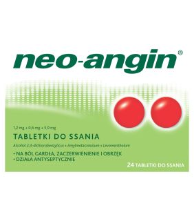 Neo-Angin, 1,2 mg+0,6 mg+5,9 mg, tabletki do ssania, 24 szt.
