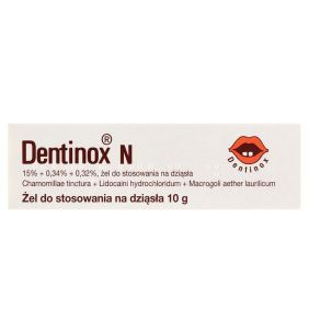 Dentinox N, 15% + 0,34% + 0,32%, żel na dziąsła, 10 g