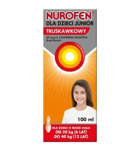 Nurofen dla dzieci Junior truskawkowy, (40 mg/ml), zawiesina doustna, 100 ml