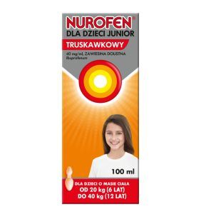 Nurofen dla dzieci Junior truskawkowy, (40 mg/ml), zawiesina doustna, 100 ml