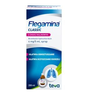 Flegamina, 4 mg/5 ml, syrop o smaku malinowym, 200 ml