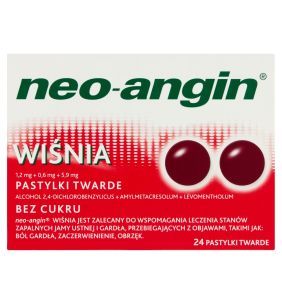 Neo-Angin wiśnia, pastylki twarde, 24 szt.