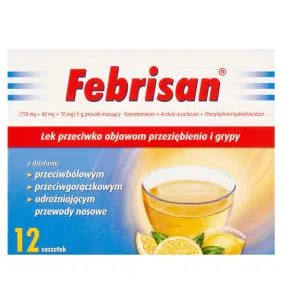 Febrisan, proszek musujący o smaku cytrynowym, 5 g, saszetki, 12 szt.