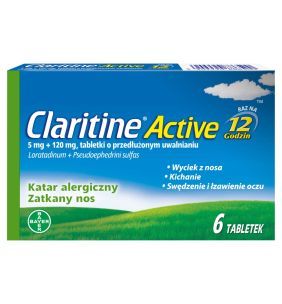 Claritine Active, 5 mg + 120 mg, tabletki o przedłużonym uwalnianiu, 6 szt.