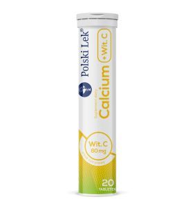 Calcium + witamina C, tabletki musujące o smaku cytrynowym, 20 szt.