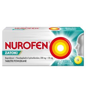 Nurofen Zatoki, 200 mg + 30 mg, tabletki powlekane, 24 szt.