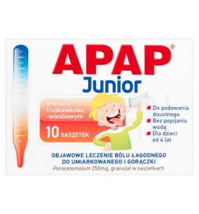 Apap Junior, 250 mg, granulat, 10 saszetek
