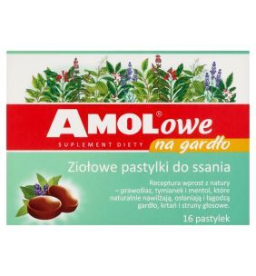 AMOLowe na gardło, ziołowe pastylki do ssania, 16 szt.