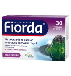Fiorda, pastylki do ssania o smaku czarnej porzeczki, 30 szt.