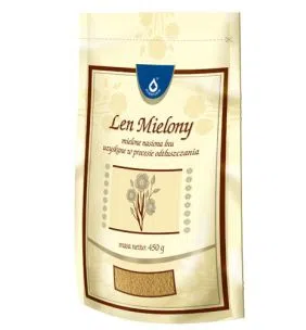Len mielony, odtluszczony, (Oleofarm), 450 g,doypack