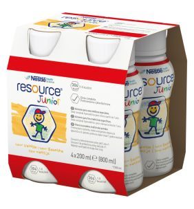 Resource Junior, płyn o smaku waniliowym, 4 x 200 ml
