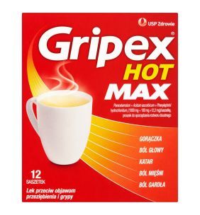Gripex Hot MAX, proszek do sporządzania roztworu doustnego, 12 saszetek