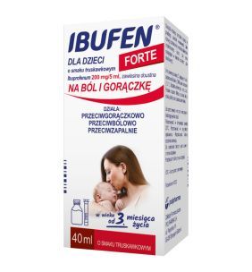 Ibufen forte dla dzieci o smaku truskawkowym, 200 mg/5 ml, zawiesina doustna, 40 ml