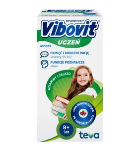 Vibovit Uczeń, tabletki do ssania, smak owoce leśne, od 8 lat, 30 szt.