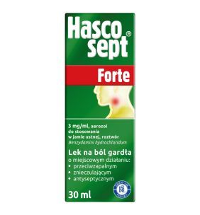 Hascosept Forte, 3 mg/ml, aerozol do stosowania w jamie ustnej, 30 ml roztworu