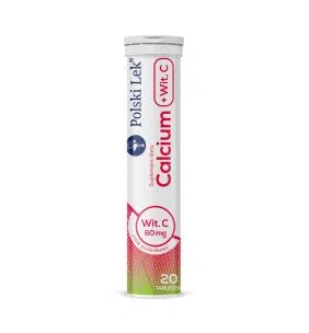 Calcium + witamina C, tabletki musujące o smaku poziomkowym, 20 szt.
