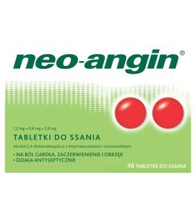 Neo-Angin, 1,2 mg+0,6 mg+5,9 mg, tabletki do ssania, 36 szt.