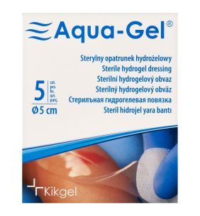 Aqua-Gel, opatrunek hydrożelowy, średnica 5 cm, 5 szt.