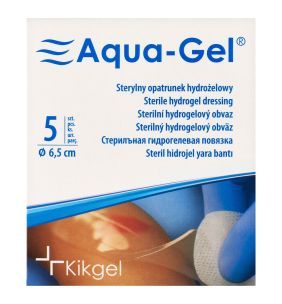 Aqua-Gel, opatrunek hydrożelowy, średnica 6,5 cm, 5 szt.