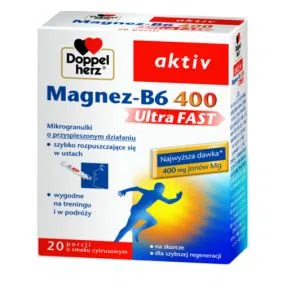 Doppelherz aktiv Magnez-B6 UltraFAST 400, granulki musujące w saszetkach, 20 szt.