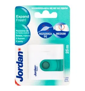 Jordan, Expand Fresh, rozszerzająca się nić do zębów, medium, 25 metrów