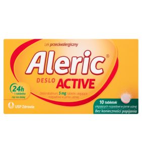 Aleric Deslo Active 5mg, 10 tabletek, na alergię i katar sienny