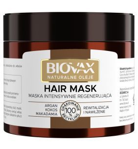 Biovax Argan, Kokos, Makadamia, maska intensywnie regenerująca, 250 ml