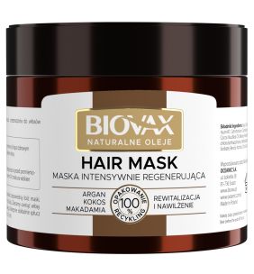 Biovax Argan, Kokos, Makadamia, maska intensywnie regenerująca, 250 ml