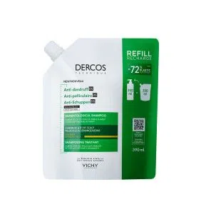 Vichy Dercos, szampon przeciwłupieżowy, włosy suche, refill, 390ml